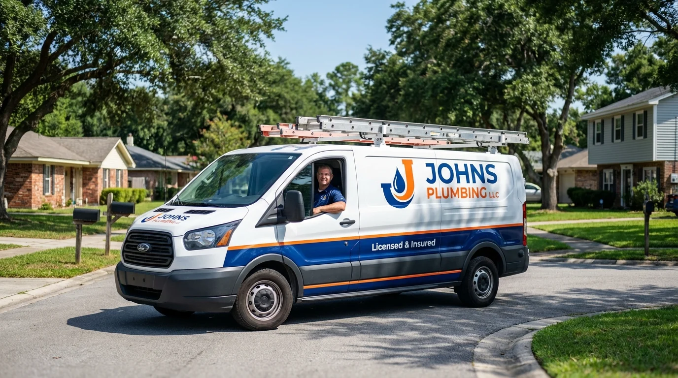 Johns Plumbing LLC service van in Goffstown, NH