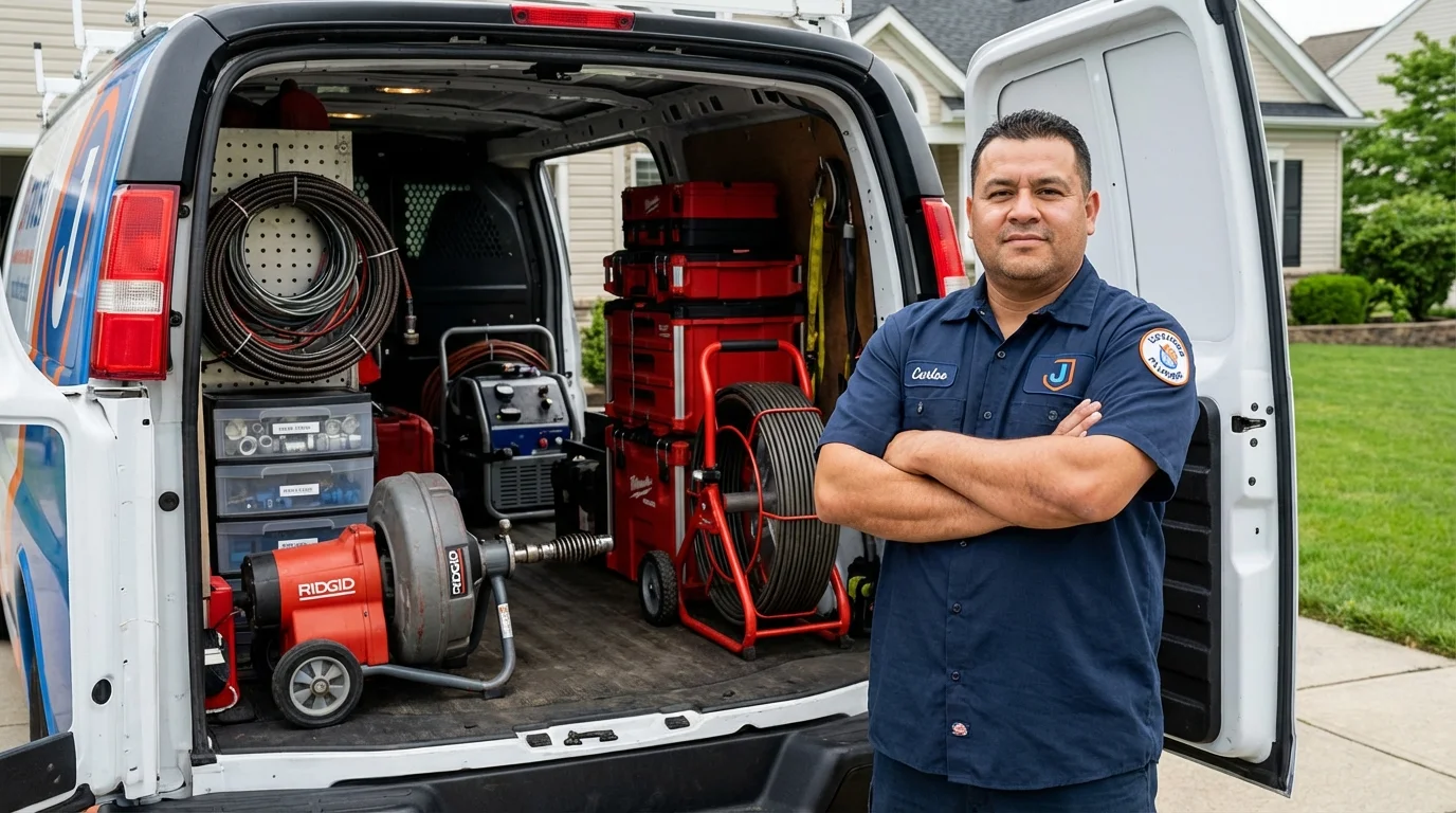Professional drain cleaning equipment and Johns Plumbing LLC plumber in Goffstown