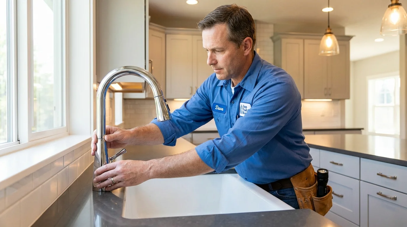 Kitchen faucet installation by Johns Plumbing LLC in Goffstown