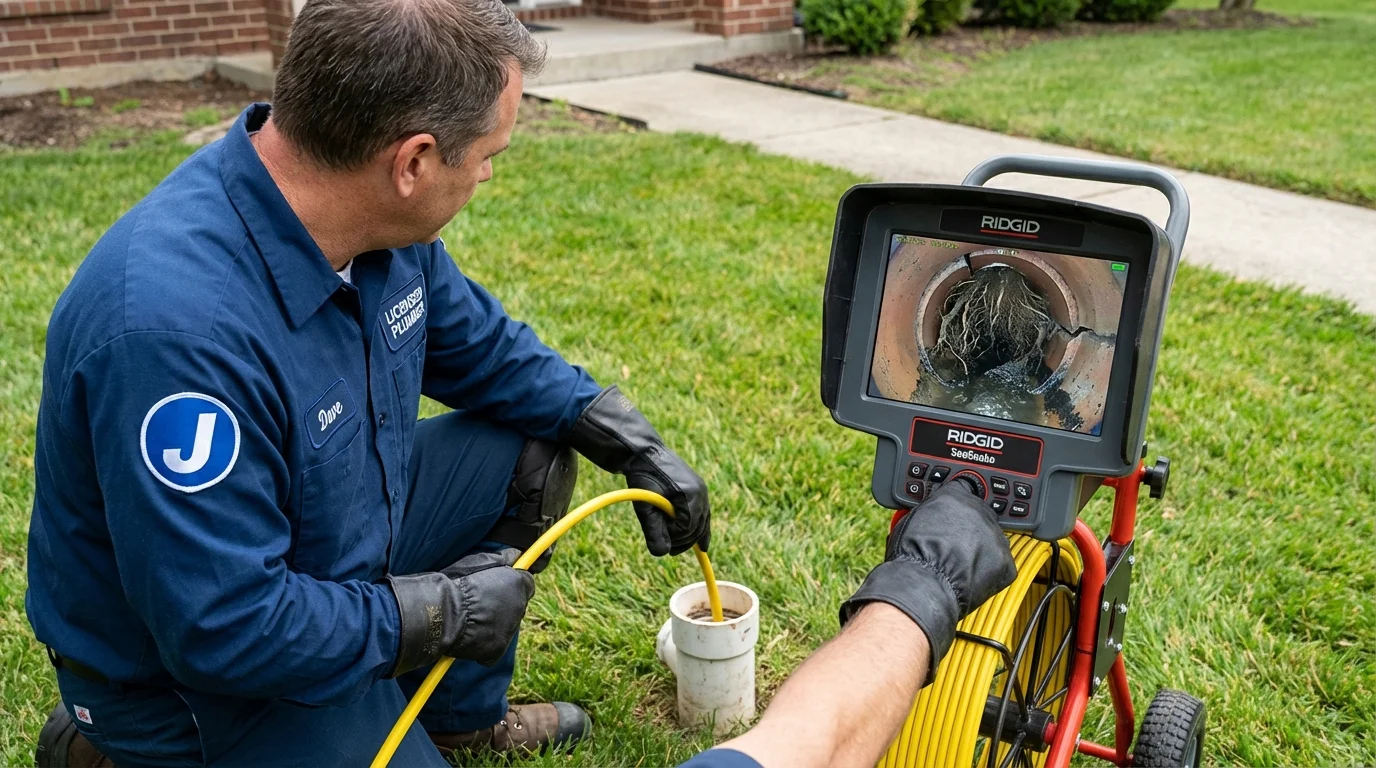 Sewer camera inspection being performed by Johns Plumbing LLC in Goffstown